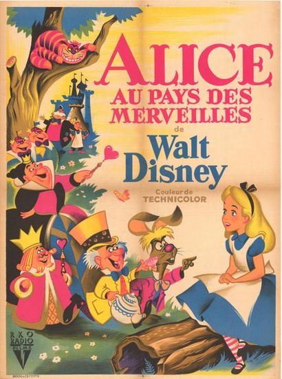 null ALICE IN WONDERLAND / ALICE AU PAYS DES MERVEILLES Walt Disney. 1951.
60 x 80...