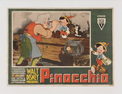 null PINOCCHIO Walt Disney. 1940.
35 x 47 cm. Affiche italienne. Non signée. Imp....