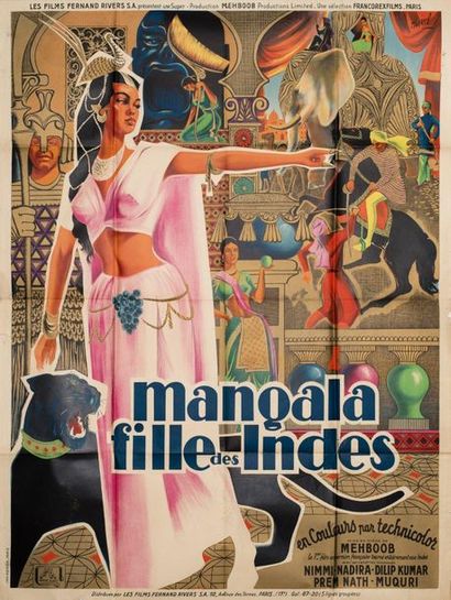 null MANGALA FILLE DES INDES / AAN Mehboob Khan. 1952.
120 x 160 cm. Affiche française....
