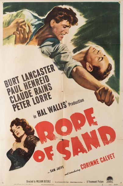 null ROPE OF SAND William Dieterle. 1949.
69 x 104 cm. Affiche américaine (One-Sheet)....