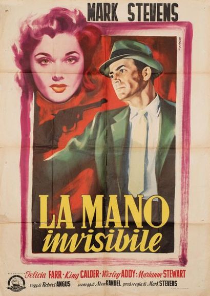 null LA MANO INVISIBILE / TIME TABLE Mark Stevens. 1956
100 x 140 cm. Italian poster....