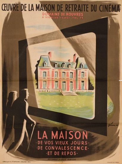 null WORK OF THE CINEMA RETIREMENT HOUSE c. 1946.
60 x 80 cm. French poster. Boris...