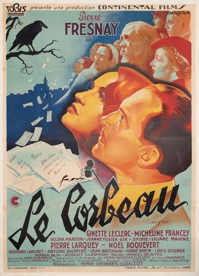null LE CORBEAU Henri-Georges Clouzot. 1943.
120 x 160 cm. Affiche française. Jacques...
