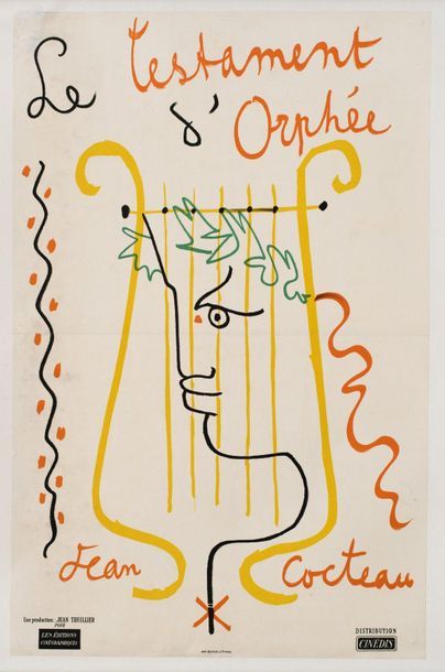 null LE TESTAMENT D'ORPHEE Jean Cocteau. 1960.
40 x 62 cm. Affiche française. Jean...