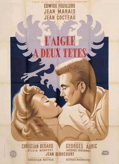 null L'AIGLE A DEUX TÊTE TÊTEES Jean Cocteau. 1948.
120 x 160 cm. French poster....