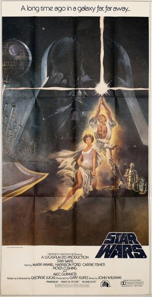 null STAR WARS George Lucas. 1977.
104 x 205 cm. Affiche américaine (Three Sheet)....