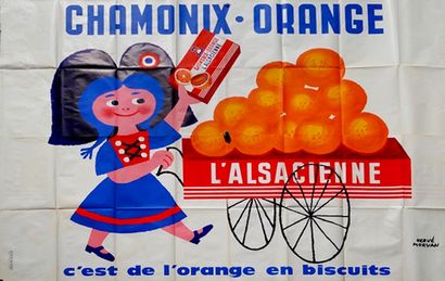 MORVAN HERVE 
Chamonix - Orange the Alsatian. Circa 1962.
Lithographic poster in...