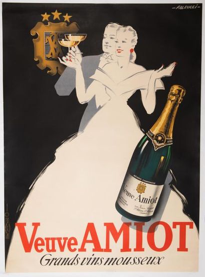 FALCUCCI Robert 
Veuve Amiot Grand vins mousseux. 1940.
Affiche lithographique. Sté...