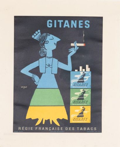 SAVIGNAC Raymond 
Gitanes. Régie Française des Tabacs. 1953.
Affiche lithographique....
