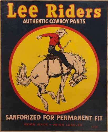 ANONYME Lee Riders. Authentic Cowboy Pants. Circa 1940.
American silkscreen poster....