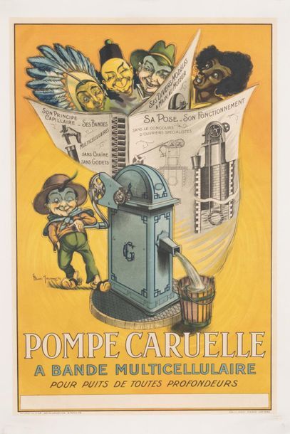 JEANNE Marcel 
Caruelle pump with multistage band for wells of all depths. 1924.
Lithographic...