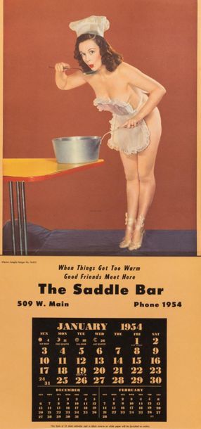ANONYME Calendrier Pin-Up. Oom ! Hot !. Calendrier pour The Saddle Bar 509 W. Main....