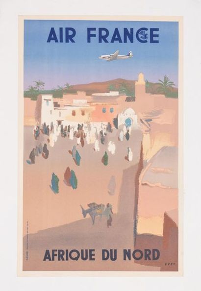 EVEN Air France. Afrique du Nord. 1950.
Affiche lithographique. Réf. 480/P.8/50....