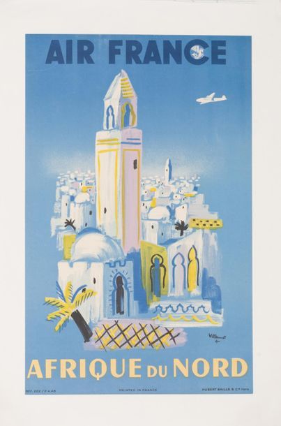 VILLEMOT BERNARD 
Air France. North Africa. 1948.
Lithographic poster. Ref. 222/P....