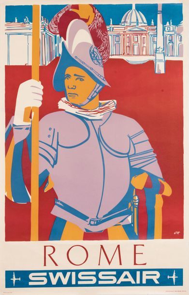 OTT Henri 
Swissair. Rome. Circa 1950.
Lithographic poster. Printed in Switzerland....