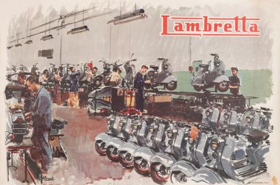BRENET Albert 
Lambretta. Circa 1950's. 2 offset posters. Pub. Mirambeau - Paris....