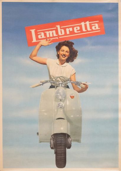 ANONYME Lambretta. Circa 1950's.
Affiche en photo-reproduction. Sans mention d'imprimeur....