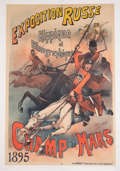 CHOUBRAC ALFRED 
Exposition Russe Hippique et Ethnographique. Champ de Mars. 1895.
Affiche...