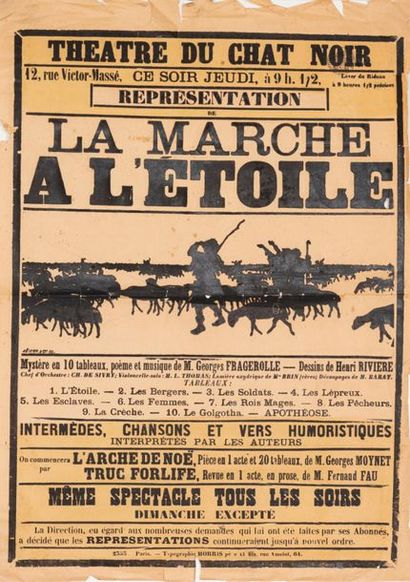 RIVIÈRE Henri 
Théâtre du Chat Noir representation of the March to the Star. 1890.
Text...