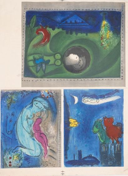 CHAGALL Marc 
Paris Galerie Maeght. 1954.
Affiche lithographique pour la sortie de...