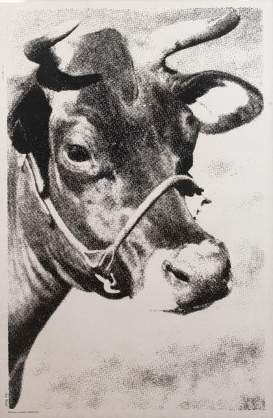 WARHOL Andy (d'après) 
La Vache. 1976.
Sérigraphie en noir et blanc. Copyright Andy...