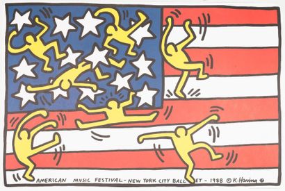 HARING Keith 
American Music Festival - New York City Ballet. 1988.
Affiche offset...