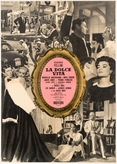 null LA DOLCE VITA Federico Fellini. 1960.
67 x 94 cm. Italian poster (Soggetone)....