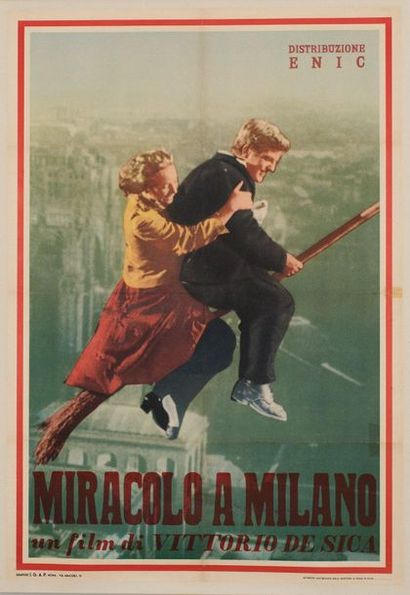 null MIRACOLO A MILANO Vittorio De Sica. 1951.
70 x100 cm. Italian poster. Unsigned....