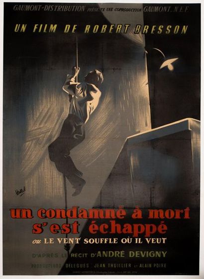 null A DEAD CONDOM escaped Robert Bresson. 1956.
120 x 160 cm. French poster. Clément...