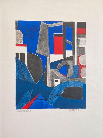 PERRÉ Lithographie signée, datée 1959 en bas à droite, épreuve d’artiste
65,5 x 47,5...