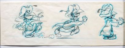 TABARY set of 3 original drawings : Beautiful pencil set (13 x 39 cm) representing...