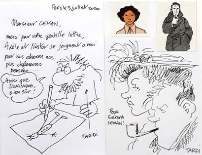 Tardi - dédicaces Ensemble de 5 documents (A5/A4) agrémentés de superbes dessins....