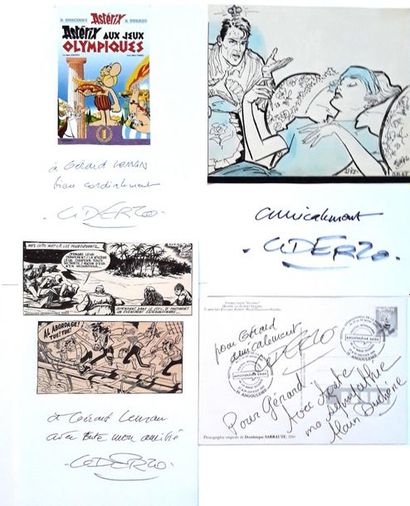 Uderzo - dédicaces Ensemble de 3 cartes de voeux (2016, 2018, 2019) et 8 documents...