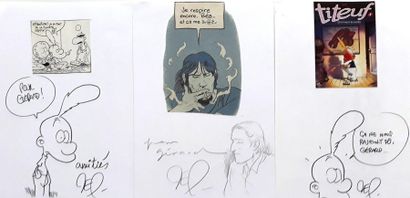 Zep - dédicaces Set of 10 documents (postcard/A5 format) with drawings. With various...