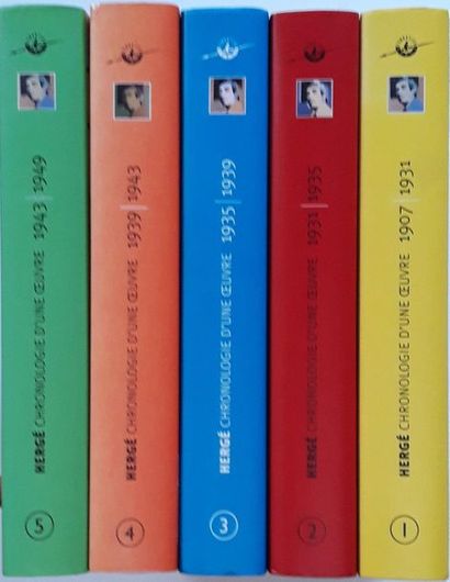 TINTIN chronology of a work: Volumes 1 to 5 (4 slightly insulated backs). Close to...