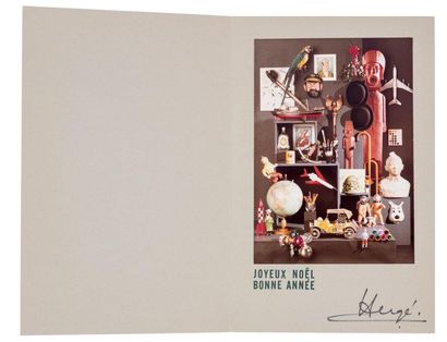 HERGÉ Greeting Card 1969 : The imaginary museum of Tintin. Signed by Hergé. Near...