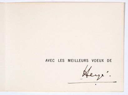 HERGÉ Carte de Voeux 1971 : Tintin, Milou, Tête de Haddock en réduction. Signée par...