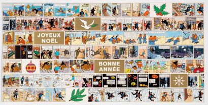 HERGÉ Carte de Voeux 1974 : Série de strips issus des Bijoux de la Castafiore, Coke...