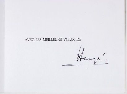 HERGÉ Carte de Voeux 1979 : Fresque Egyptienne. Signée par Hergé. Proche de l'état...
