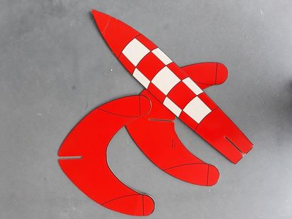 Tintin - PLV Grande fusée (122 cm) représentant la fusée lunaire en 3 parties. Très...