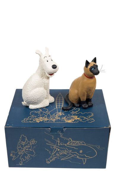 Tintin - figurine 3D Milou et le chat, Moulinsart 2008. Boîte et certificat. Proches...