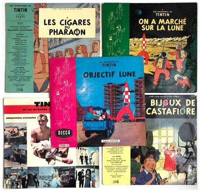Tintin - ensemble de 5 disques 25 cm Objectif Lune, Les bijoux de la Castafiore,...