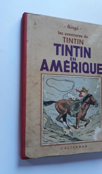 Tintin N&B - en Amérique 1ère édition Casterman A8 de 1939. Dos restauré. Bon ét...