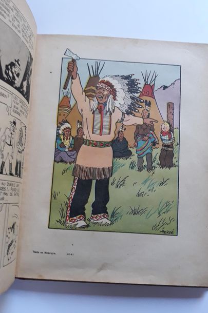 Tintin N&B - en Amérique 1ère édition Casterman A8 de 1939. Dos restauré. Bon ét...