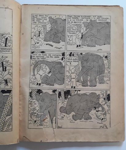 Tintin N&B Les cigares du Pharaon : Edition grande image A18 de 1942. Incomplet....