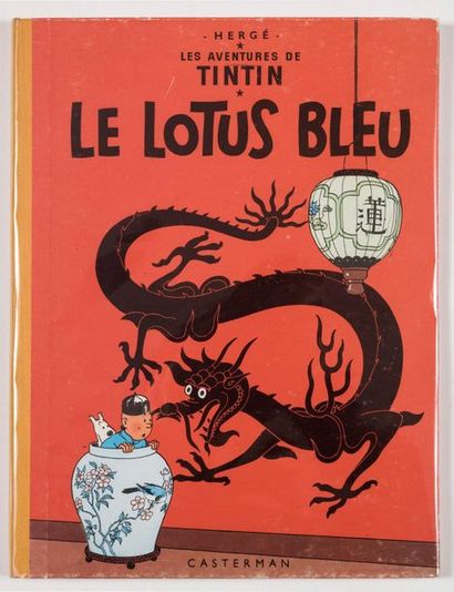 TINTIN Le Lotus Bleu - prototype : Album particulier B22 de 1957 constitué avec des...