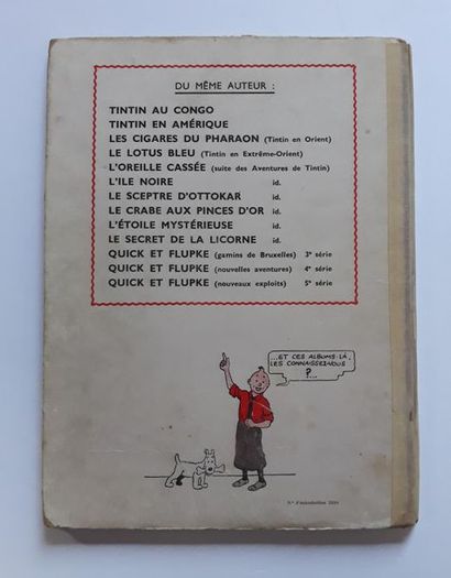 TINTIN Le crabe aux pinces d'or : Edition originale dos rouge, A22 de 1944. Page...