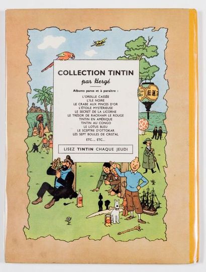Hergé - dédicace Les 7 boules de cristal, édition originale agrémentée d'un dessin...