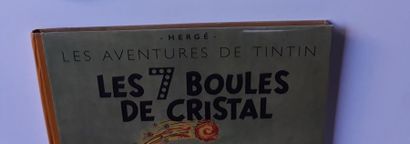 Hergé - dédicace Les 7 boules de cristal, édition originale agrémentée d'un dessin...