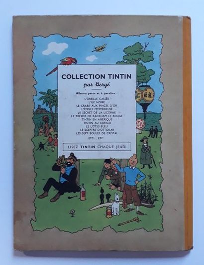 TINTIN The 7 crystal balls: Original edition B2 of 1948. A few small stains. Good...